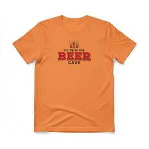 NEW Sheetz L Yellow I'll Be In the Beer Cave T Shirt Casual Dad Joke Cotton